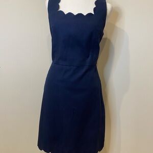 J. Crew Dark Blue Scalloped Mini Dress